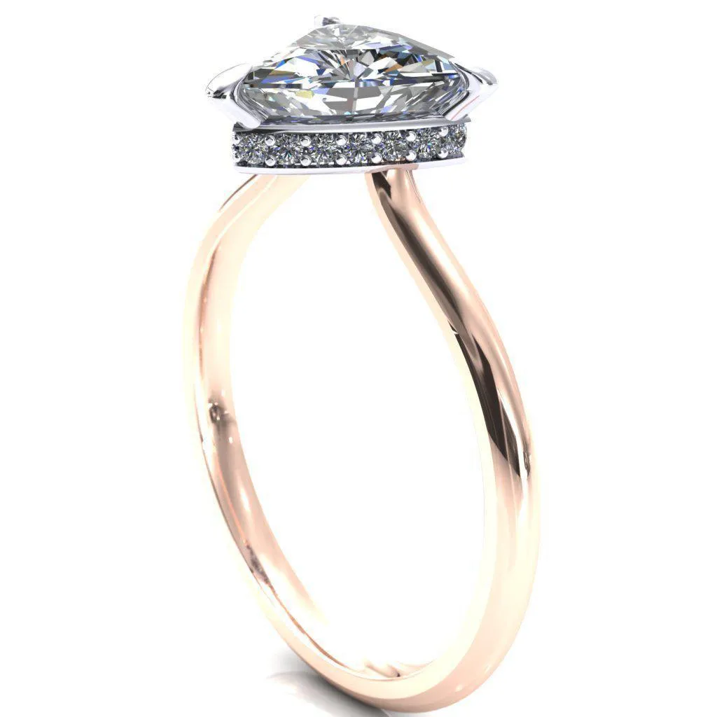 Secret Trillion Moissanite 3 Prong Floating Halo Engagement Ring