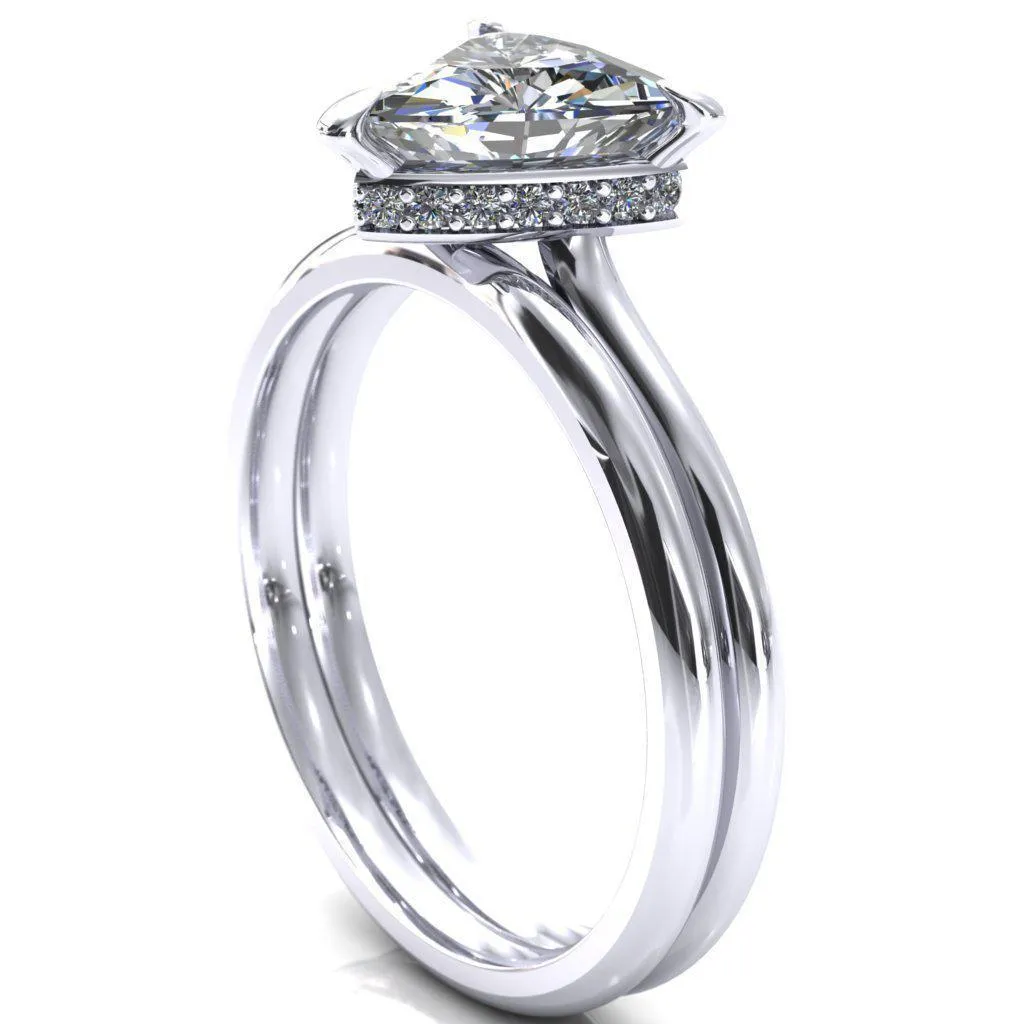 Secret Trillion Moissanite 3 Prong Floating Halo Engagement Ring