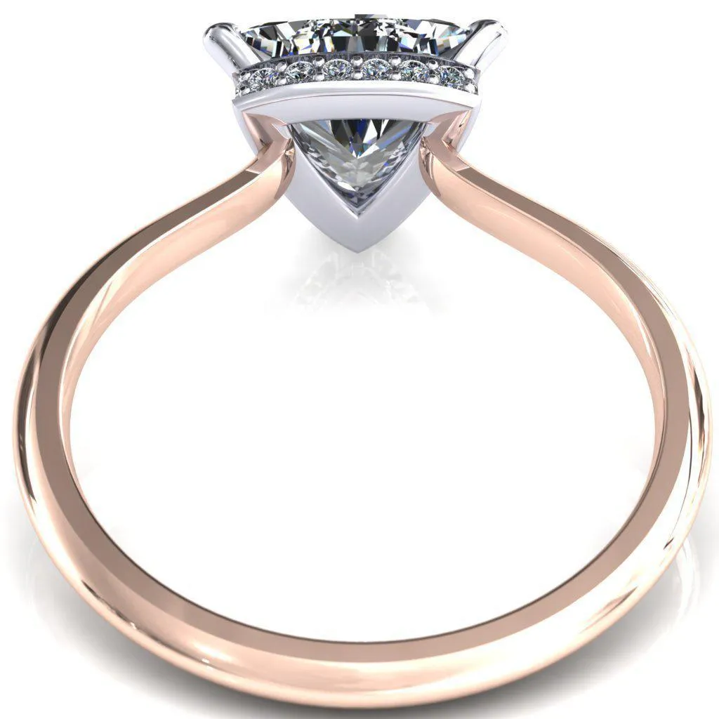 Secret Trillion Moissanite 3 Prong Floating Halo Engagement Ring