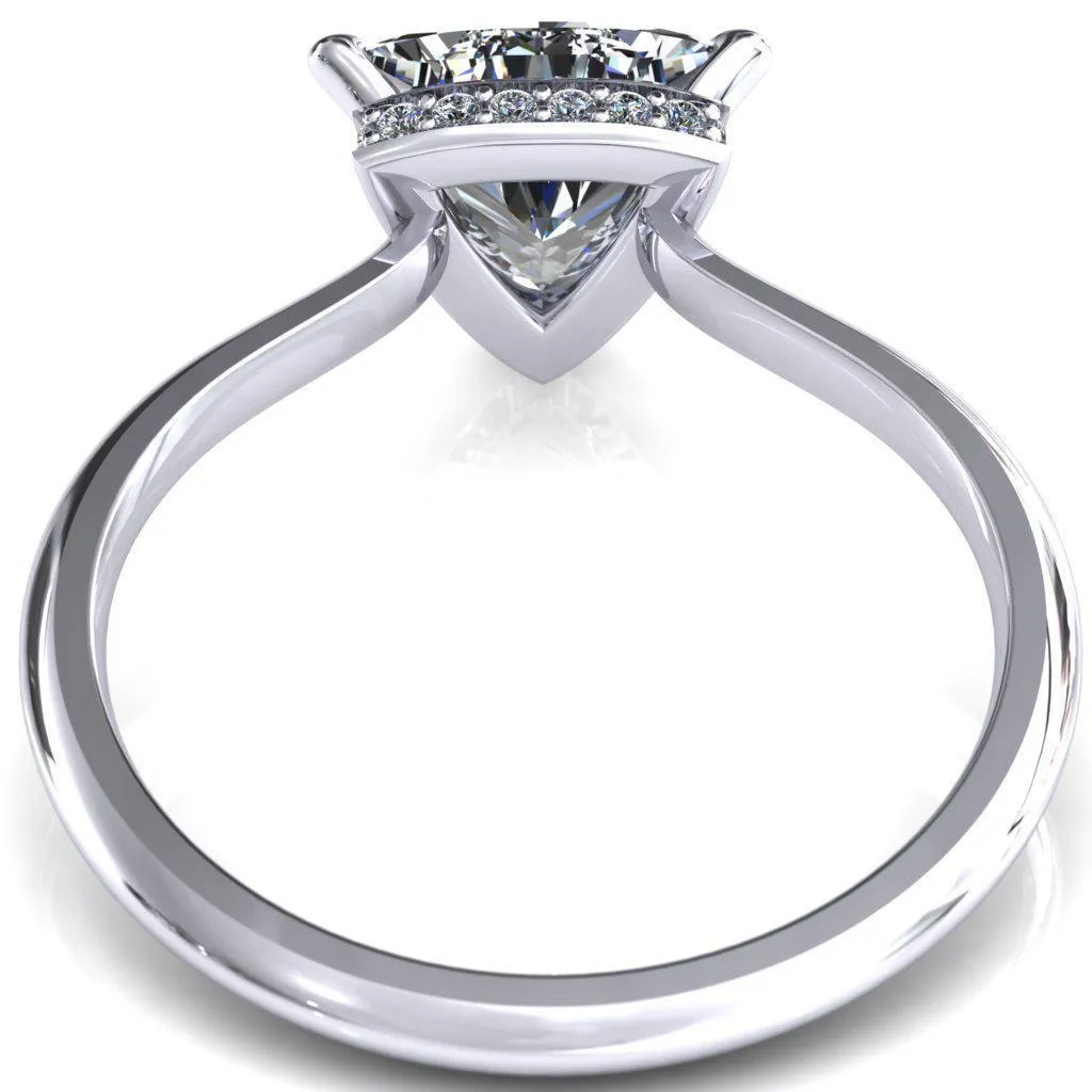 Secret Trillion Moissanite 3 Prong Floating Halo Engagement Ring