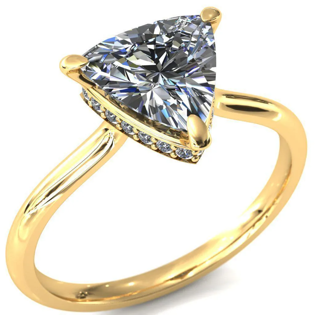 Secret Trillion Moissanite 3 Prong Floating Halo Engagement Ring