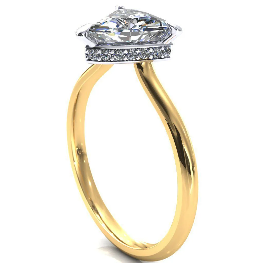 Secret Trillion Moissanite 3 Prong Floating Halo Engagement Ring
