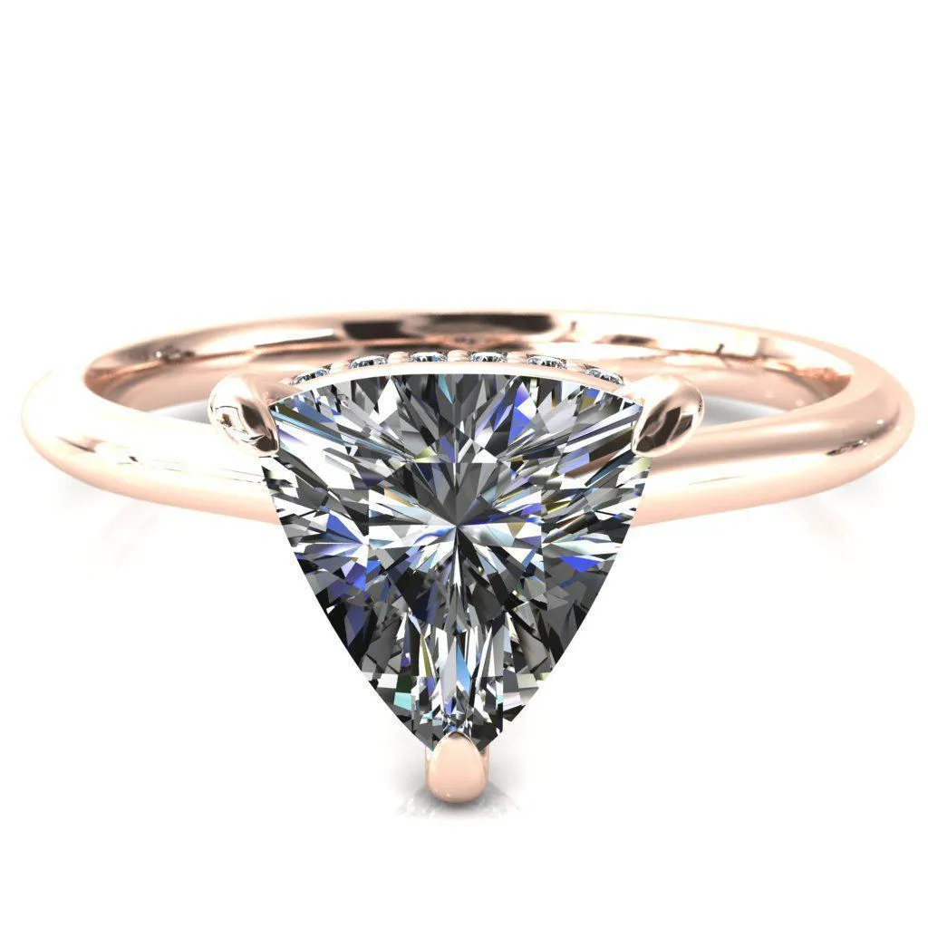 Secret Trillion Moissanite 3 Prong Floating Halo Engagement Ring