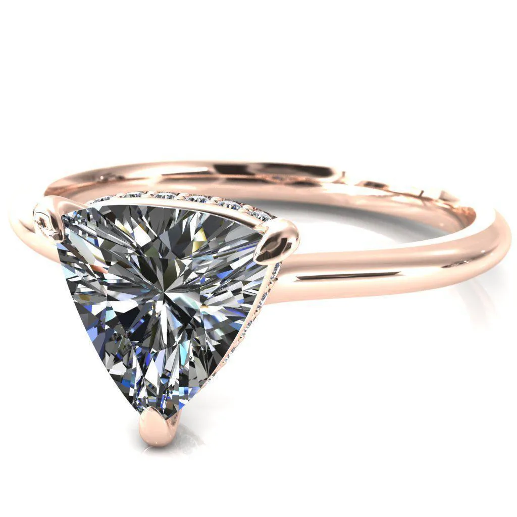 Secret Trillion Moissanite 3 Prong Floating Halo Engagement Ring