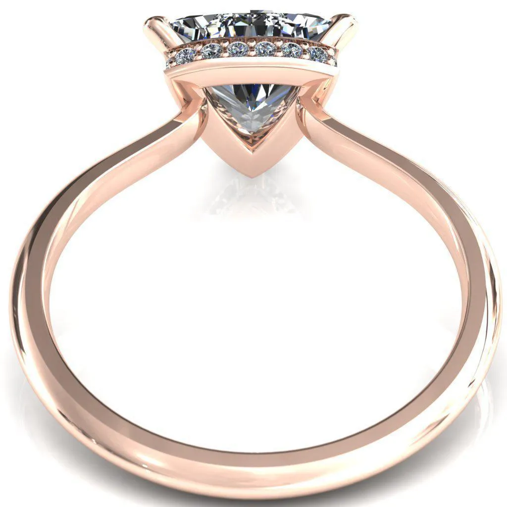 Secret Trillion Moissanite 3 Prong Floating Halo Engagement Ring