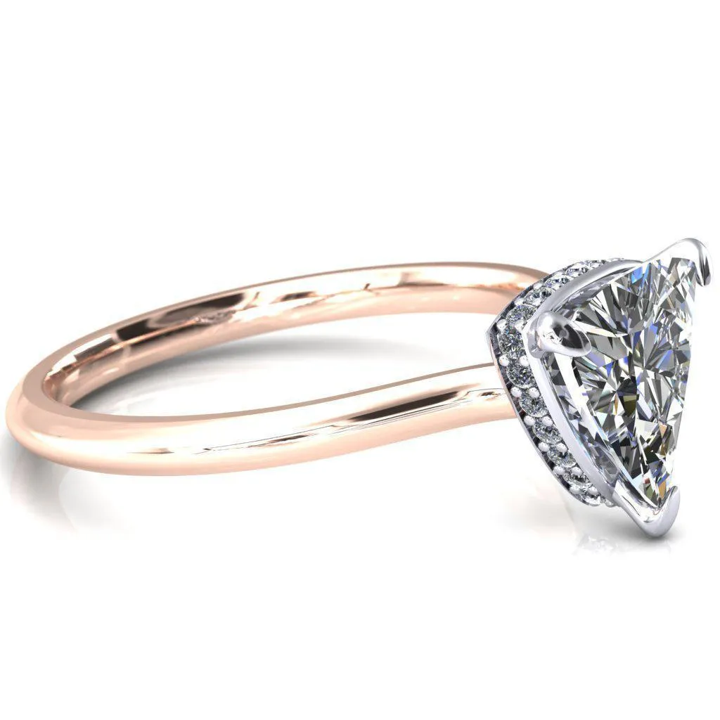 Secret Trillion Moissanite 3 Prong Floating Halo Engagement Ring