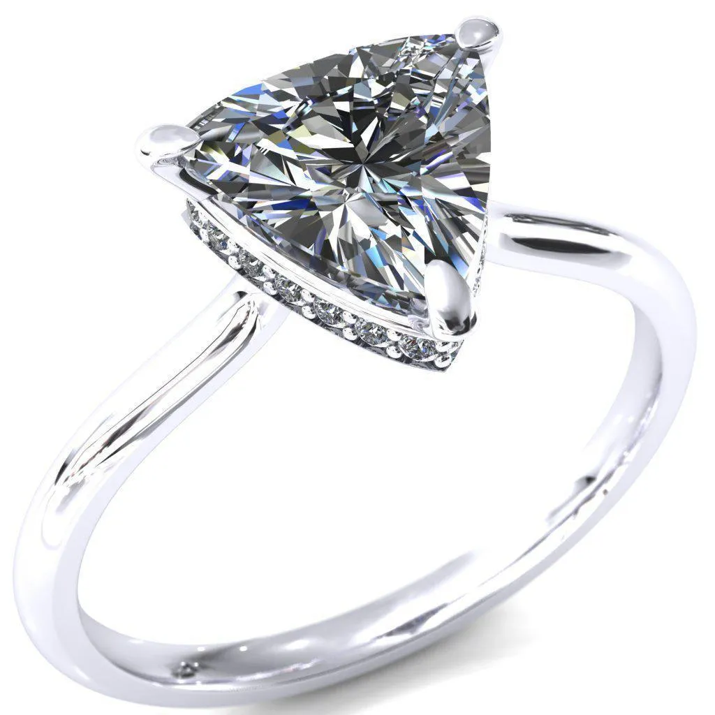 Secret Trillion Moissanite 3 Prong Floating Halo Engagement Ring