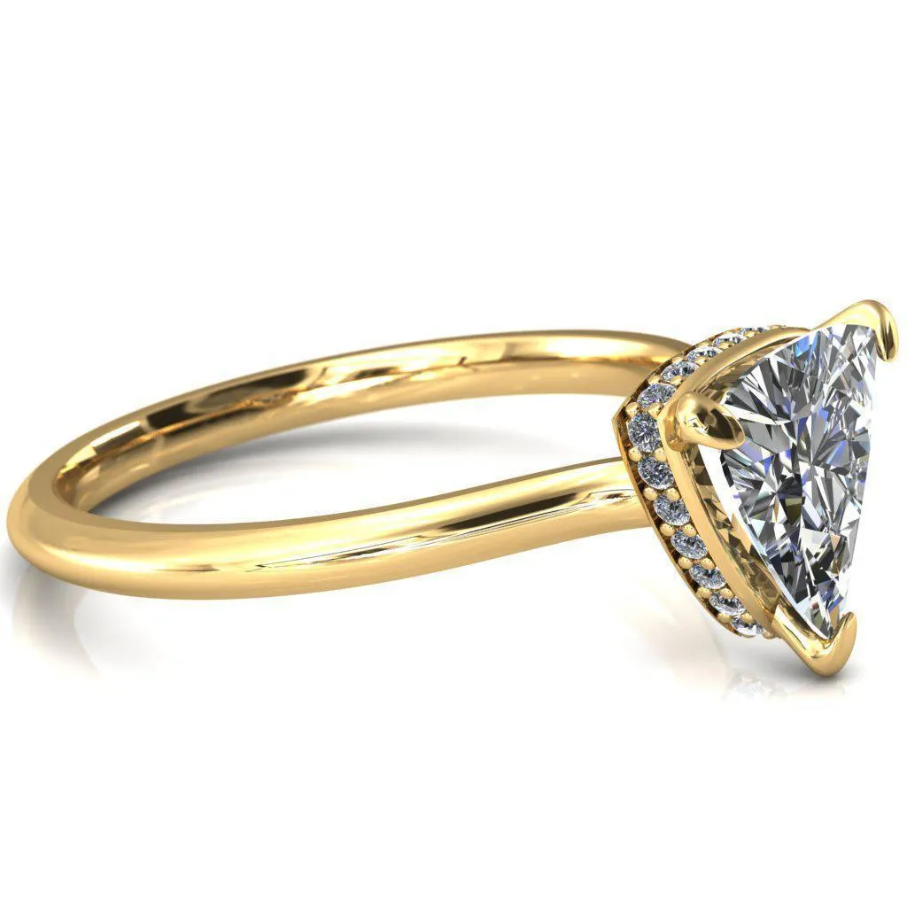 Secret Trillion Moissanite 3 Prong Floating Halo Engagement Ring