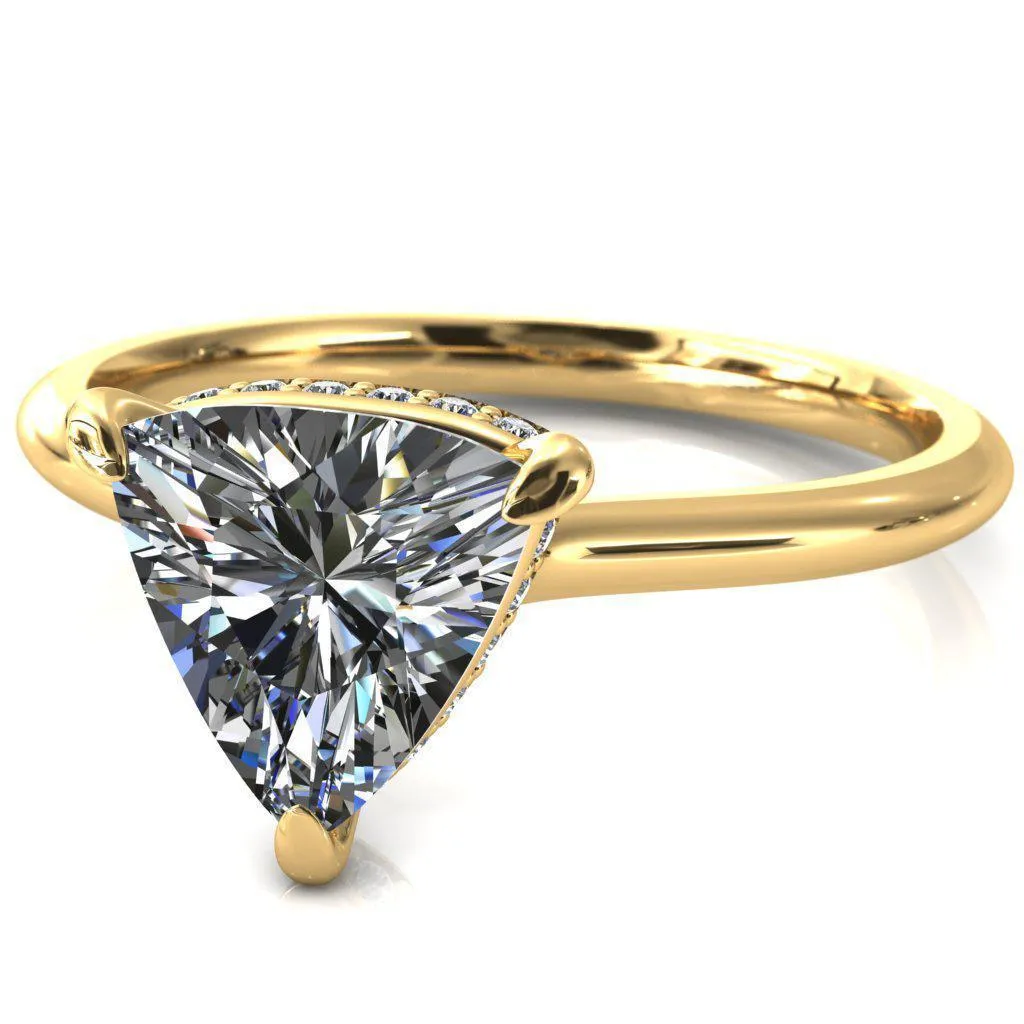 Secret Trillion Moissanite 3 Prong Floating Halo Engagement Ring