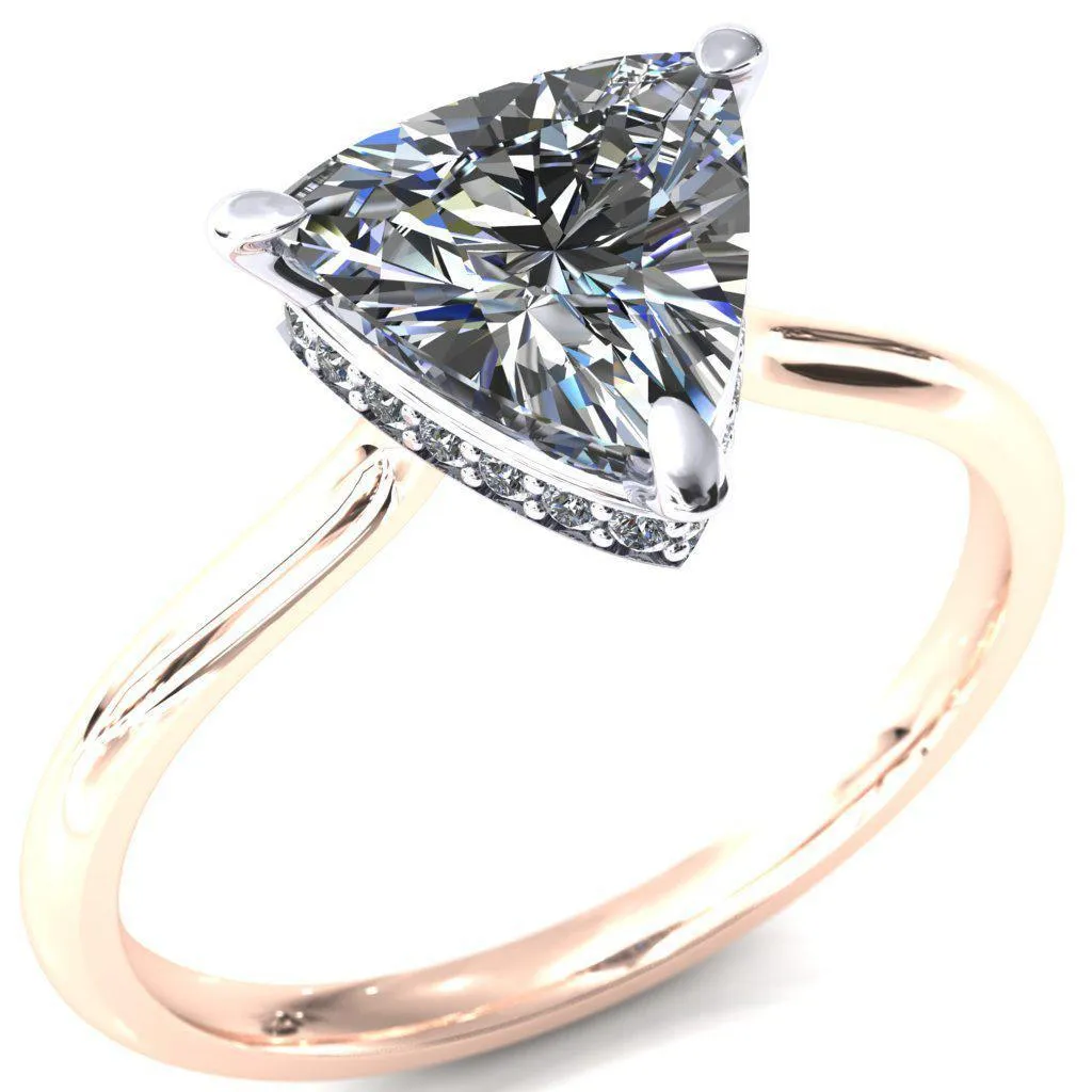 Secret Trillion Moissanite 3 Prong Floating Halo Engagement Ring