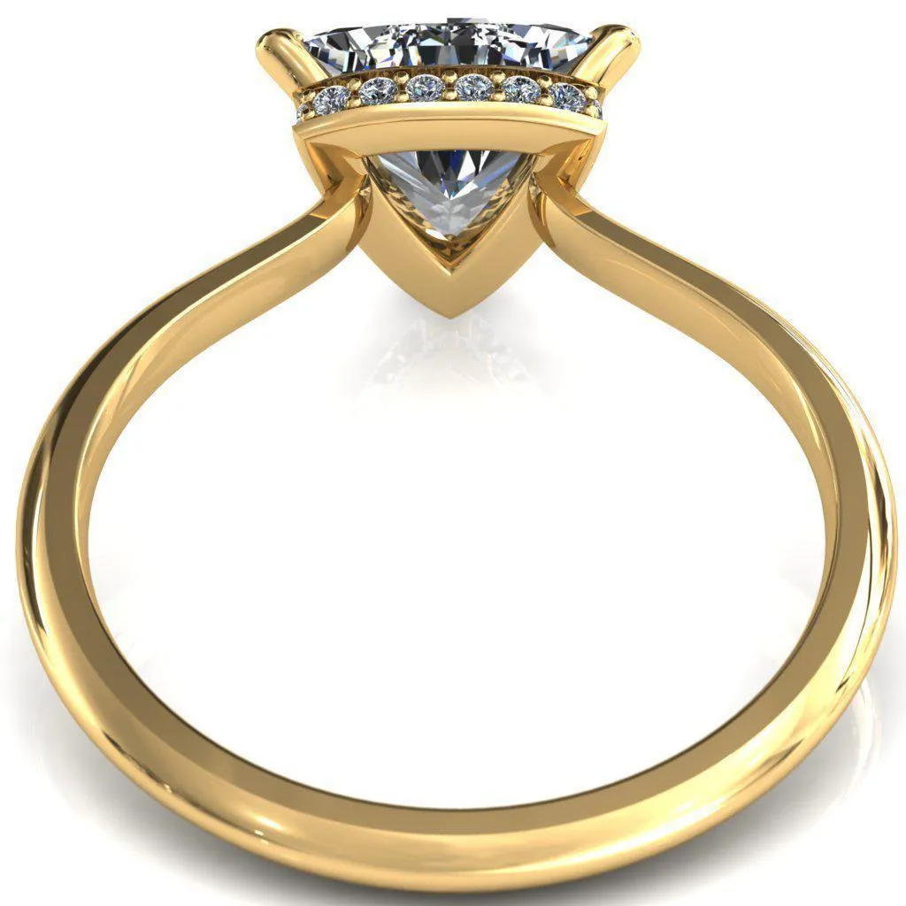 Secret Trillion Moissanite 3 Prong Floating Halo Engagement Ring