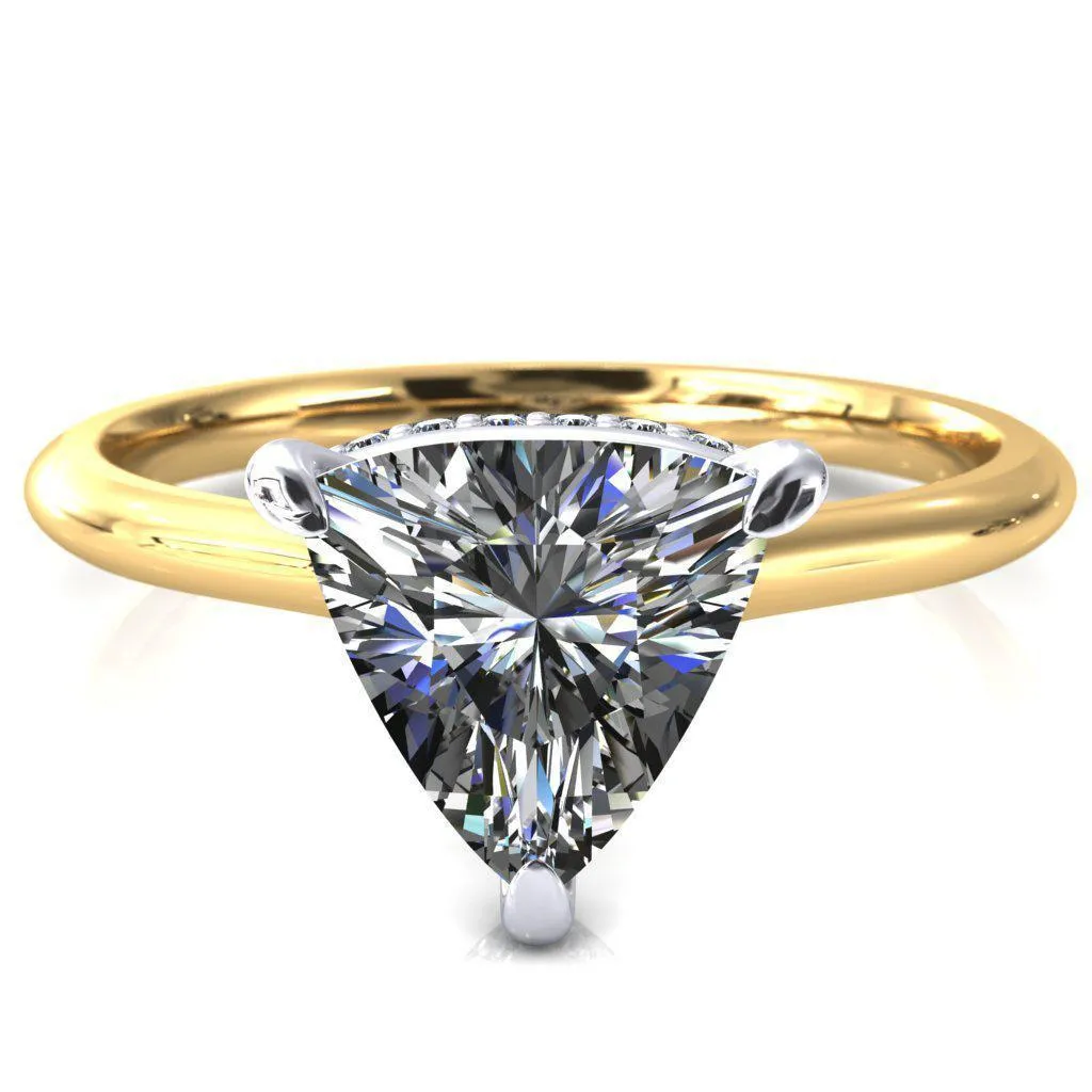 Secret Trillion Moissanite 3 Prong Floating Halo Engagement Ring