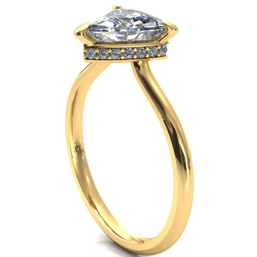 Secret Trillion Moissanite 3 Prong Floating Halo Engagement Ring