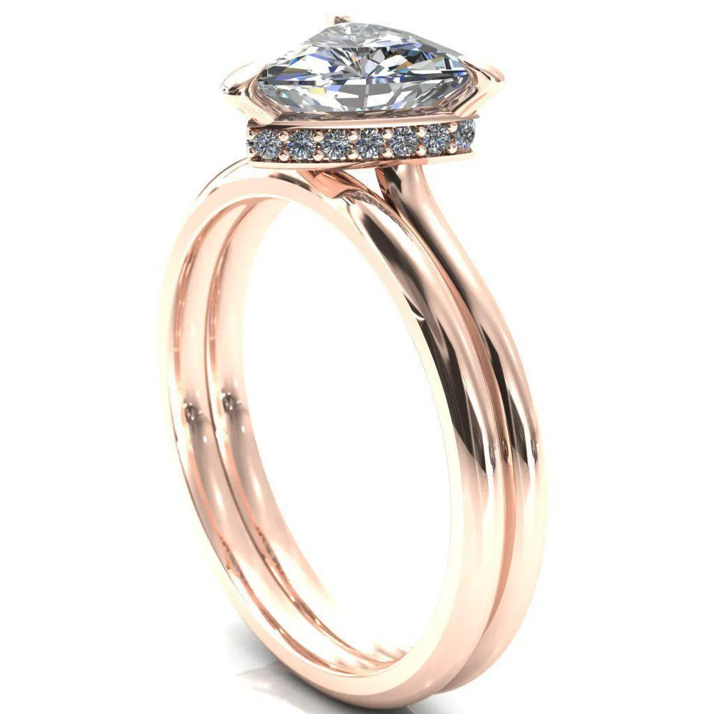 Secret Trillion Moissanite 3 Prong Floating Halo Engagement Ring