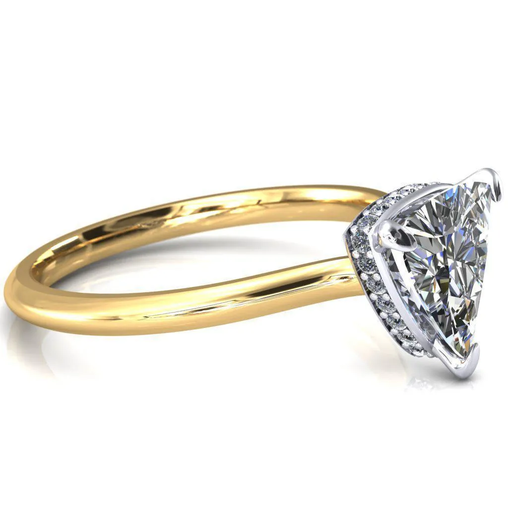 Secret Trillion Moissanite 3 Prong Floating Halo Engagement Ring