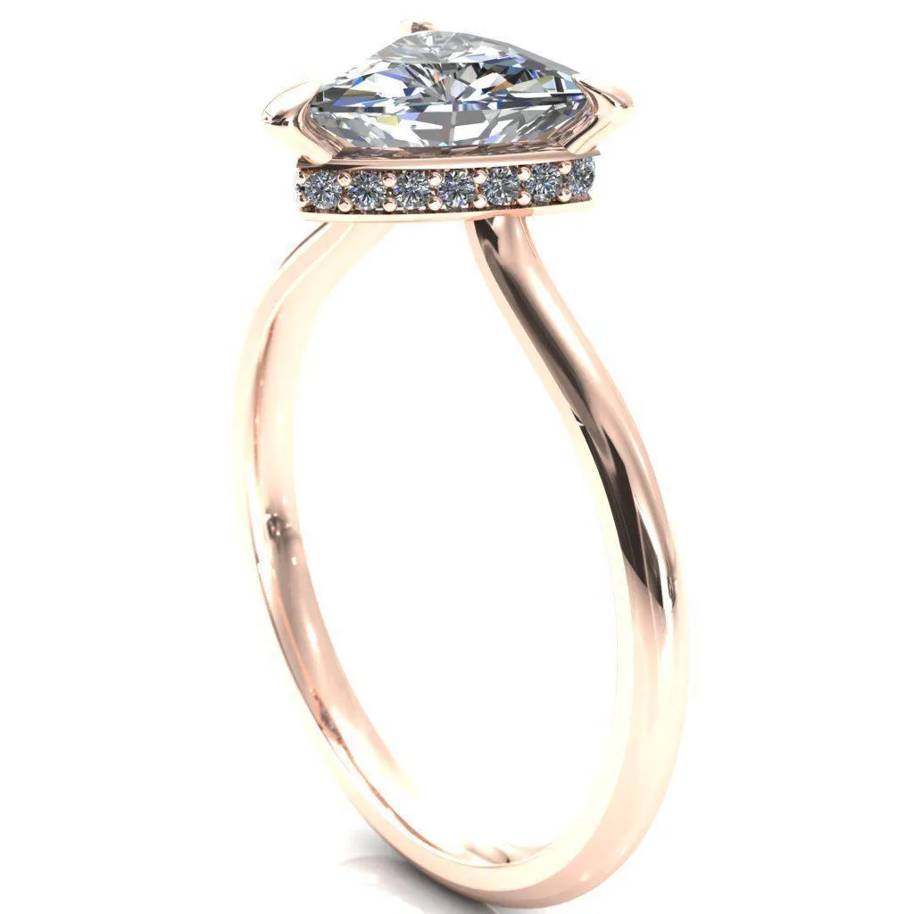 Secret Trillion Moissanite 3 Prong Floating Halo Engagement Ring