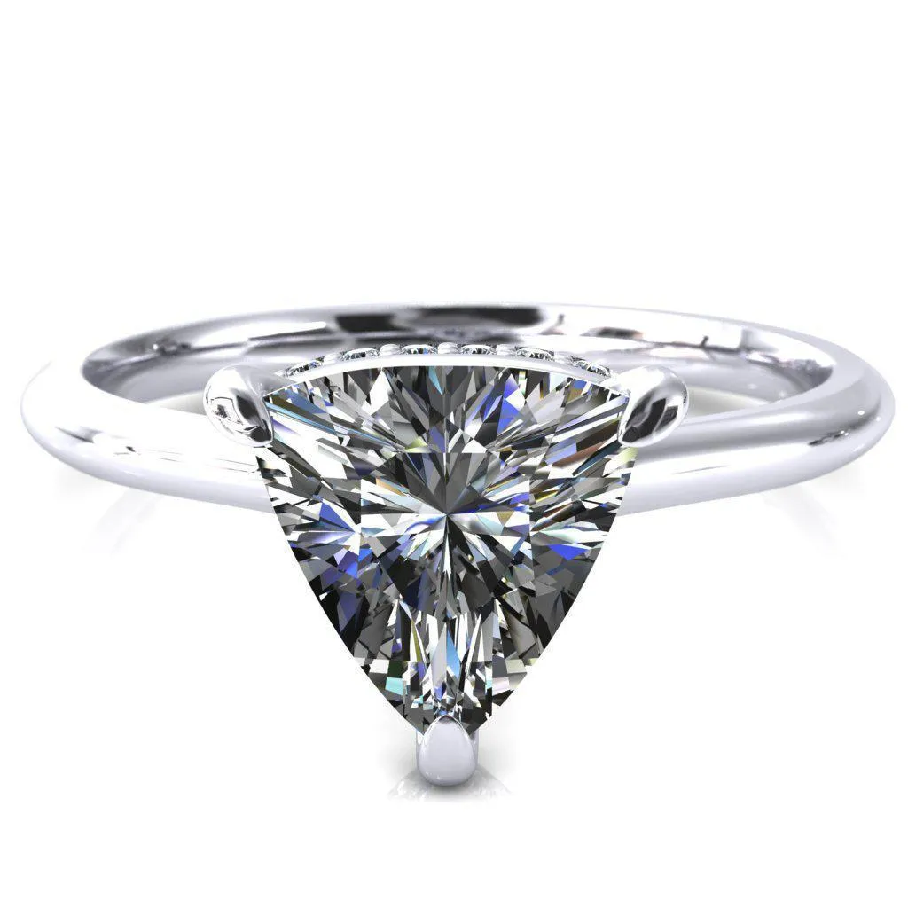 Secret Trillion Moissanite 3 Prong Floating Halo Engagement Ring