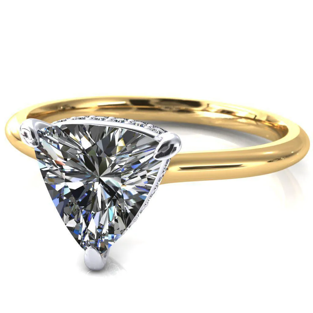 Secret Trillion Moissanite 3 Prong Floating Halo Engagement Ring