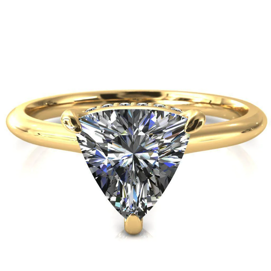 Secret Trillion Moissanite 3 Prong Floating Halo Engagement Ring