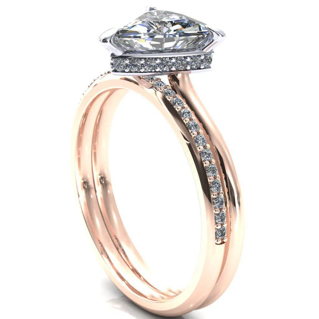 Secret Trillion Moissanite 3 Prong Floating Halo Engagement Ring