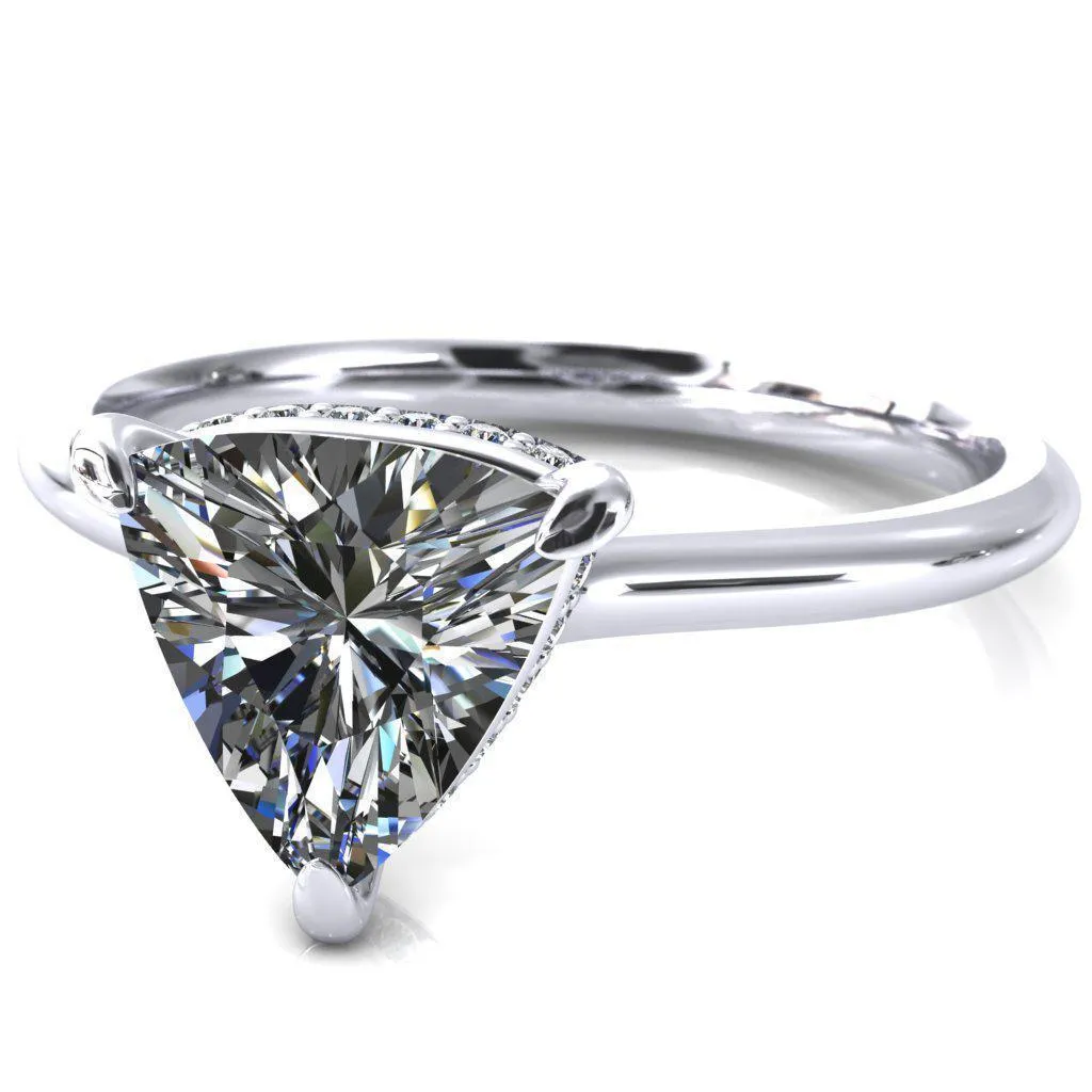 Secret Trillion Moissanite 3 Prong Floating Halo Engagement Ring