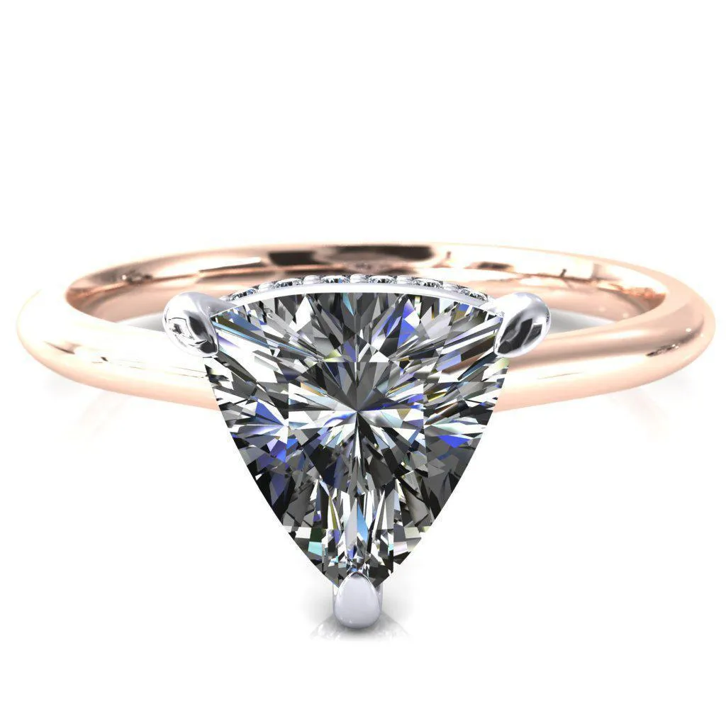 Secret Trillion Moissanite 3 Prong Floating Halo Engagement Ring