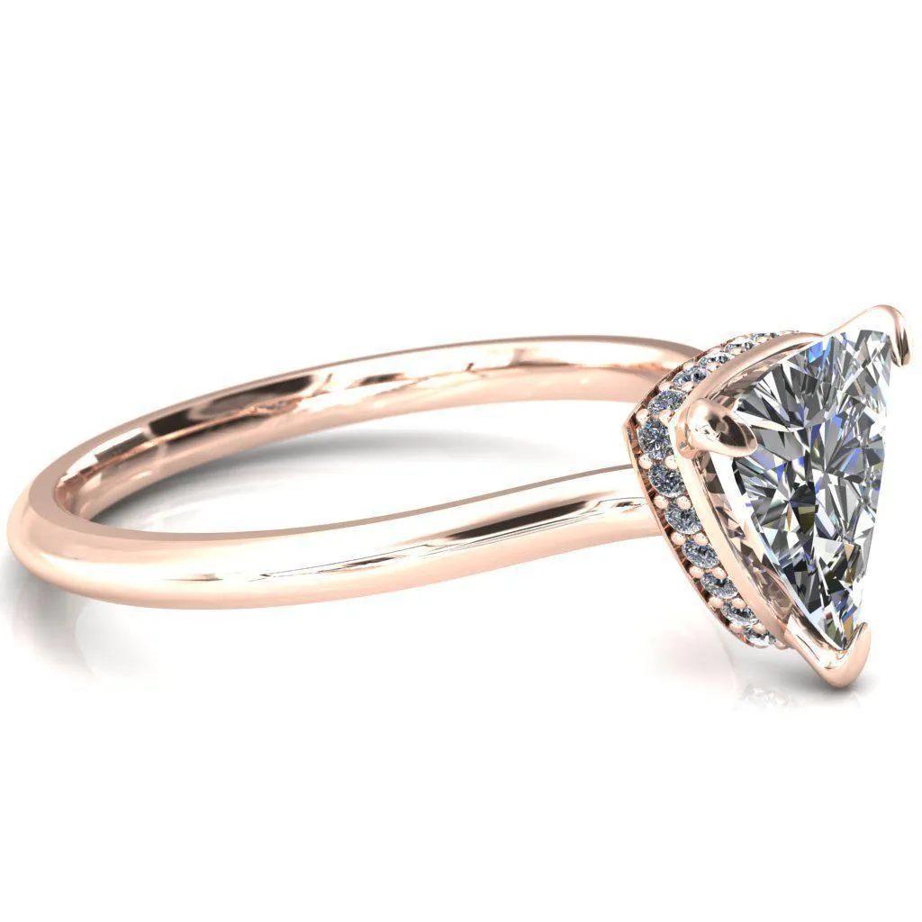 Secret Trillion Moissanite 3 Prong Floating Halo Engagement Ring