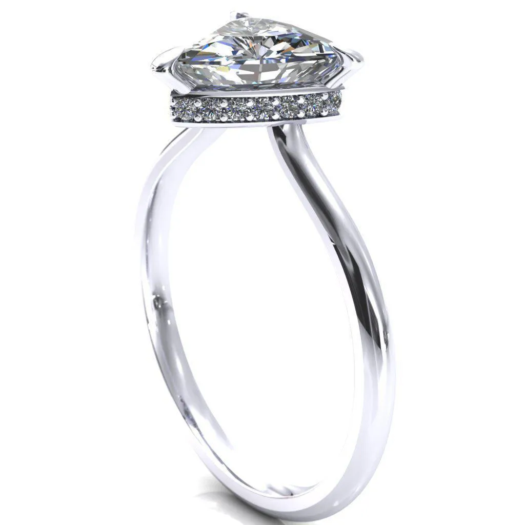 Secret Trillion Moissanite 3 Prong Floating Halo Engagement Ring