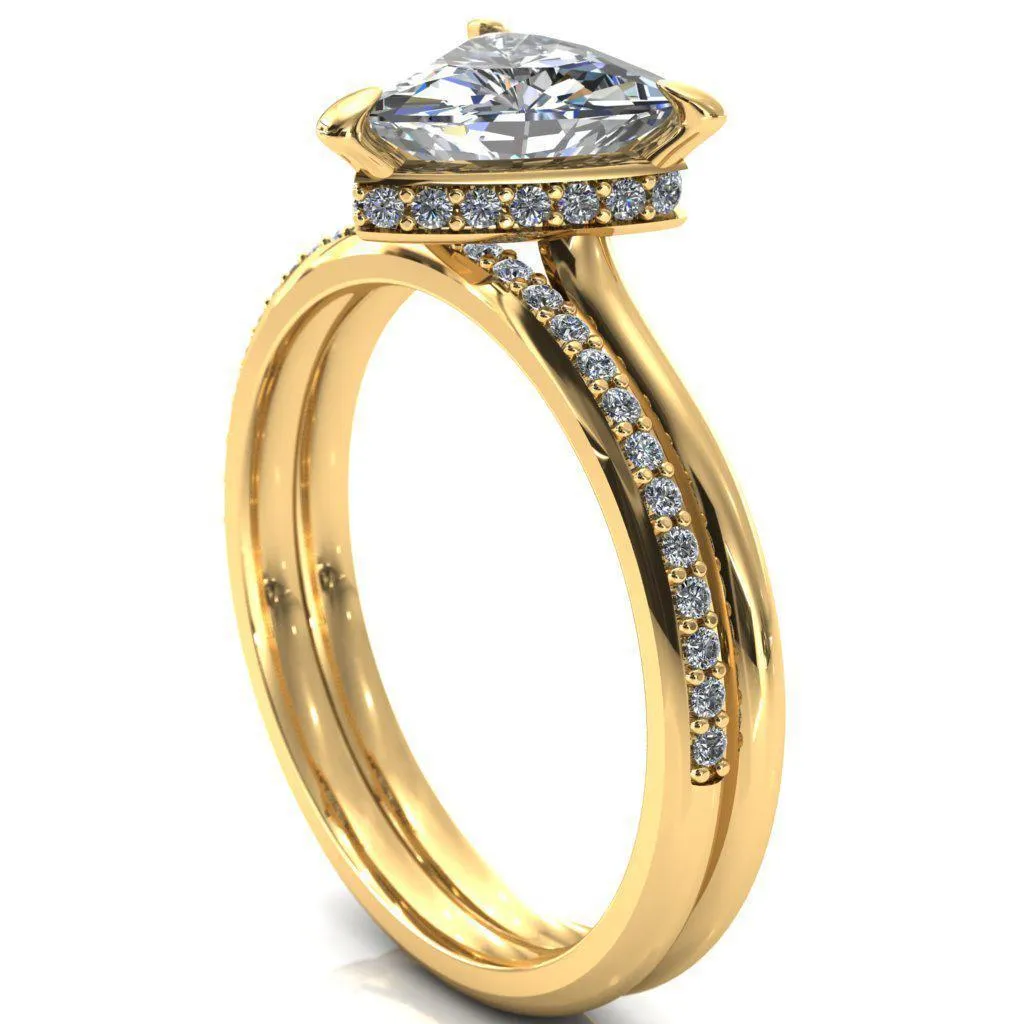 Secret Trillion Moissanite 3 Prong Floating Halo Engagement Ring