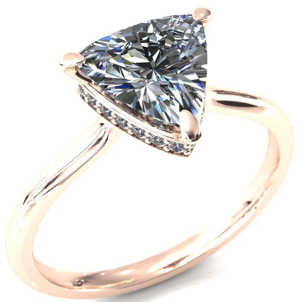 Secret Trillion Moissanite 3 Prong Floating Halo Engagement Ring