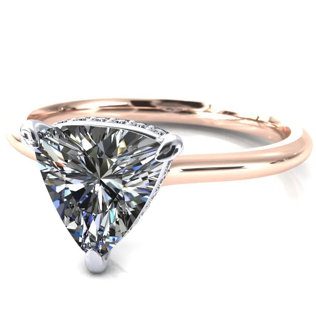Secret Trillion Moissanite 3 Prong Floating Halo Engagement Ring