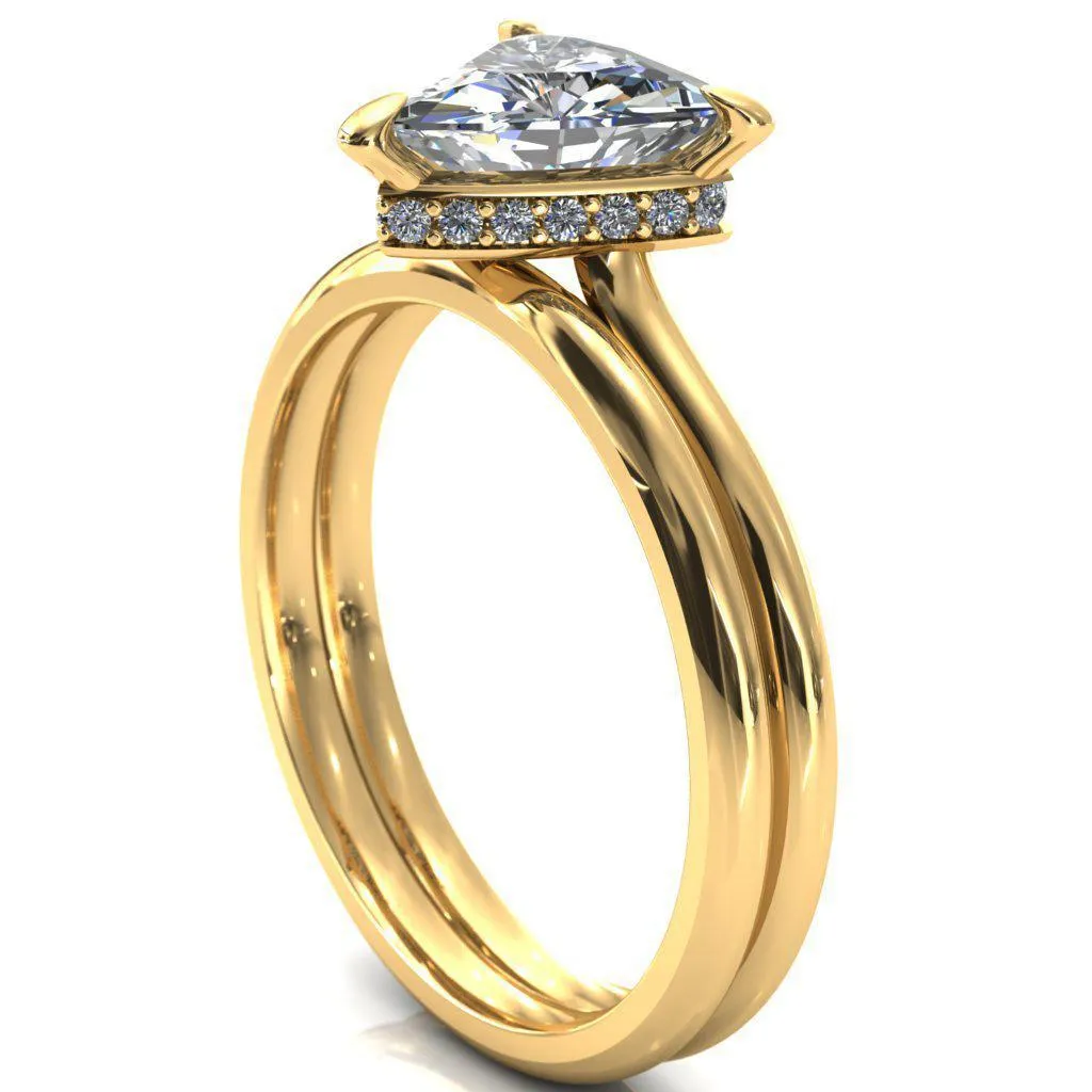 Secret Trillion Moissanite 3 Prong Floating Halo Engagement Ring