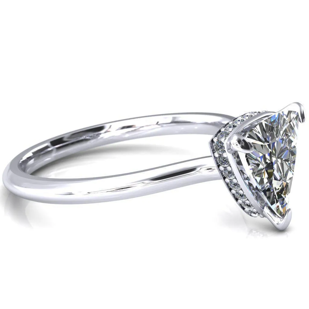 Secret Trillion Moissanite 3 Prong Floating Halo Engagement Ring