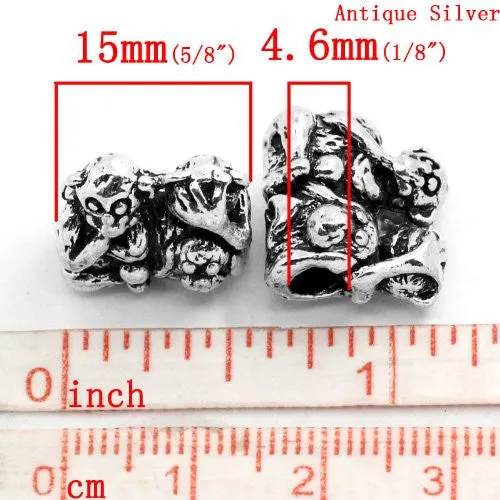 See No Evil Hear No Evil Speak No Evil Monkey Charm European Bead Compatible for Most European Snake Chain Bracelet