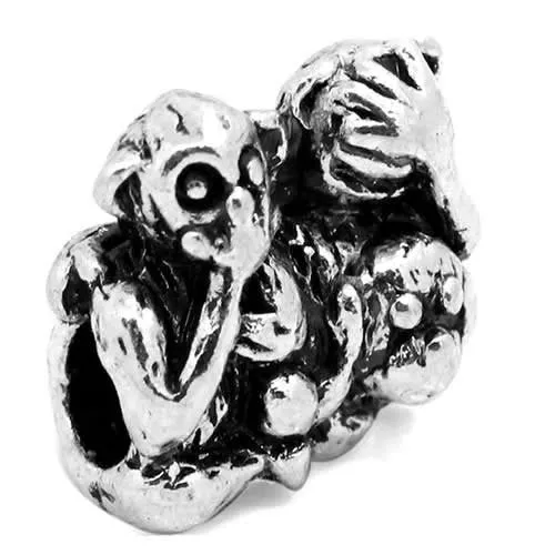 See No Evil Hear No Evil Speak No Evil Monkey Charm European Bead Compatible for Most European Snake Chain Bracelet