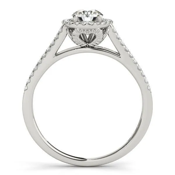 Selene Round Center Stone Split Shank Diamond Halo Engagement Ring