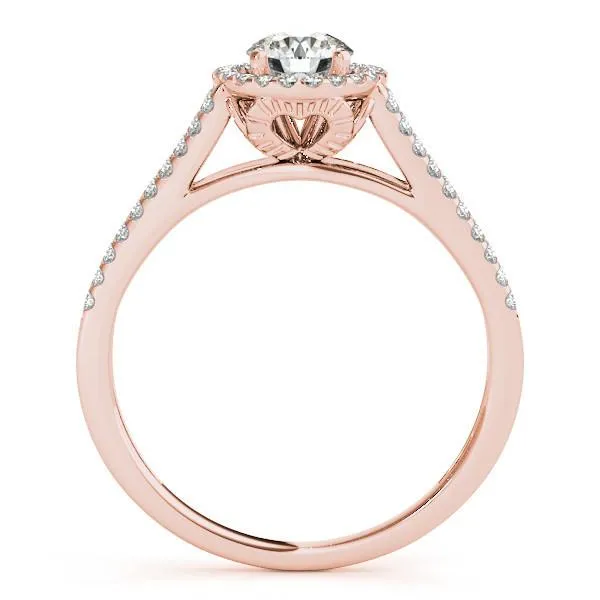 Selene Round Center Stone Split Shank Diamond Halo Engagement Ring
