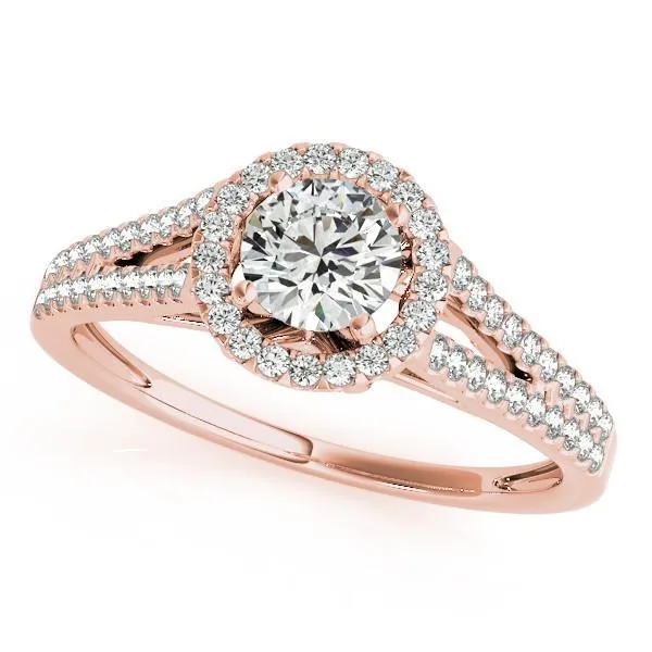 Selene Round Center Stone Split Shank Diamond Halo Engagement Ring