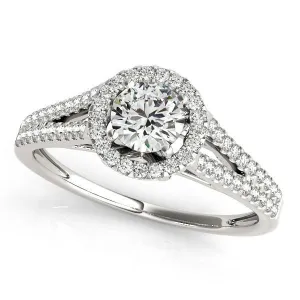 Selene Round Center Stone Split Shank Diamond Halo Engagement Ring
