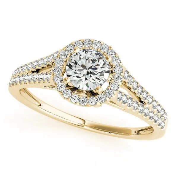 Selene Round Center Stone Split Shank Diamond Halo Engagement Ring