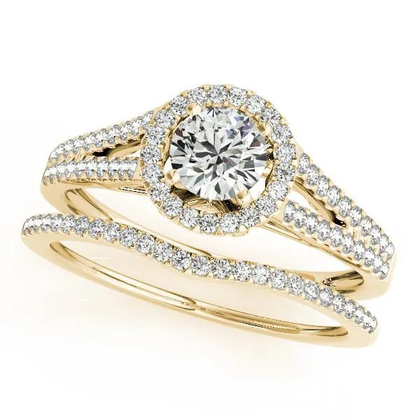 Selene Round Center Stone Split Shank Diamond Halo Engagement Ring