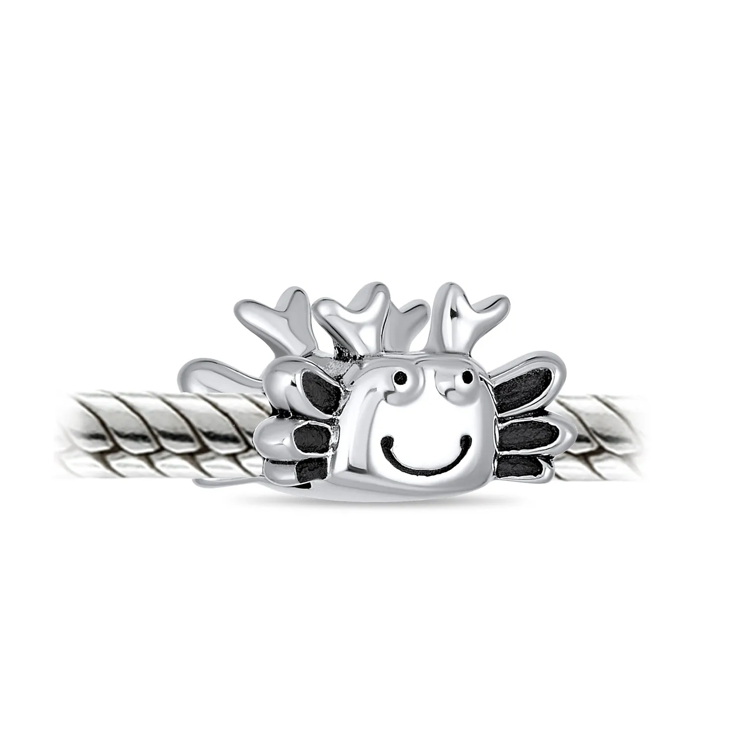 Set of 2 Nautical Travel Crab & Sea Turtle Charm Bead Sterling Silver