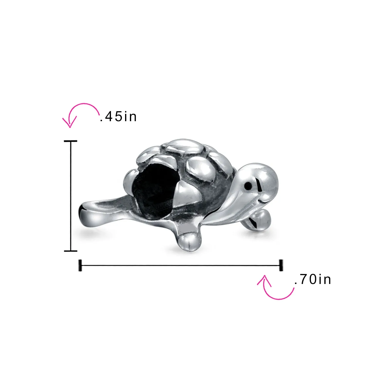 Set of 2 Nautical Travel Crab & Sea Turtle Charm Bead Sterling Silver