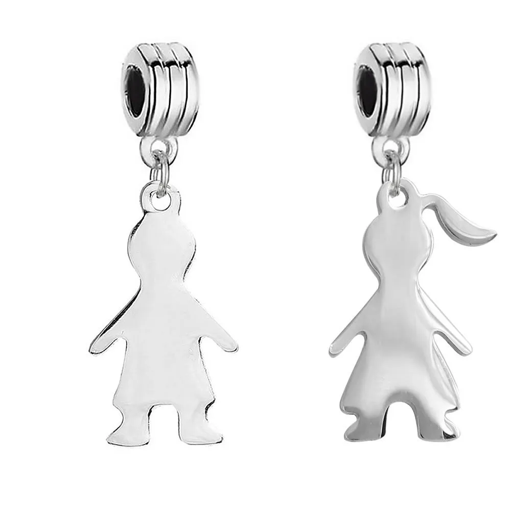 Sexy Sparkles Son & Daughter little Boy little Girl kids Dangling Charms for Charm Bracelets European
