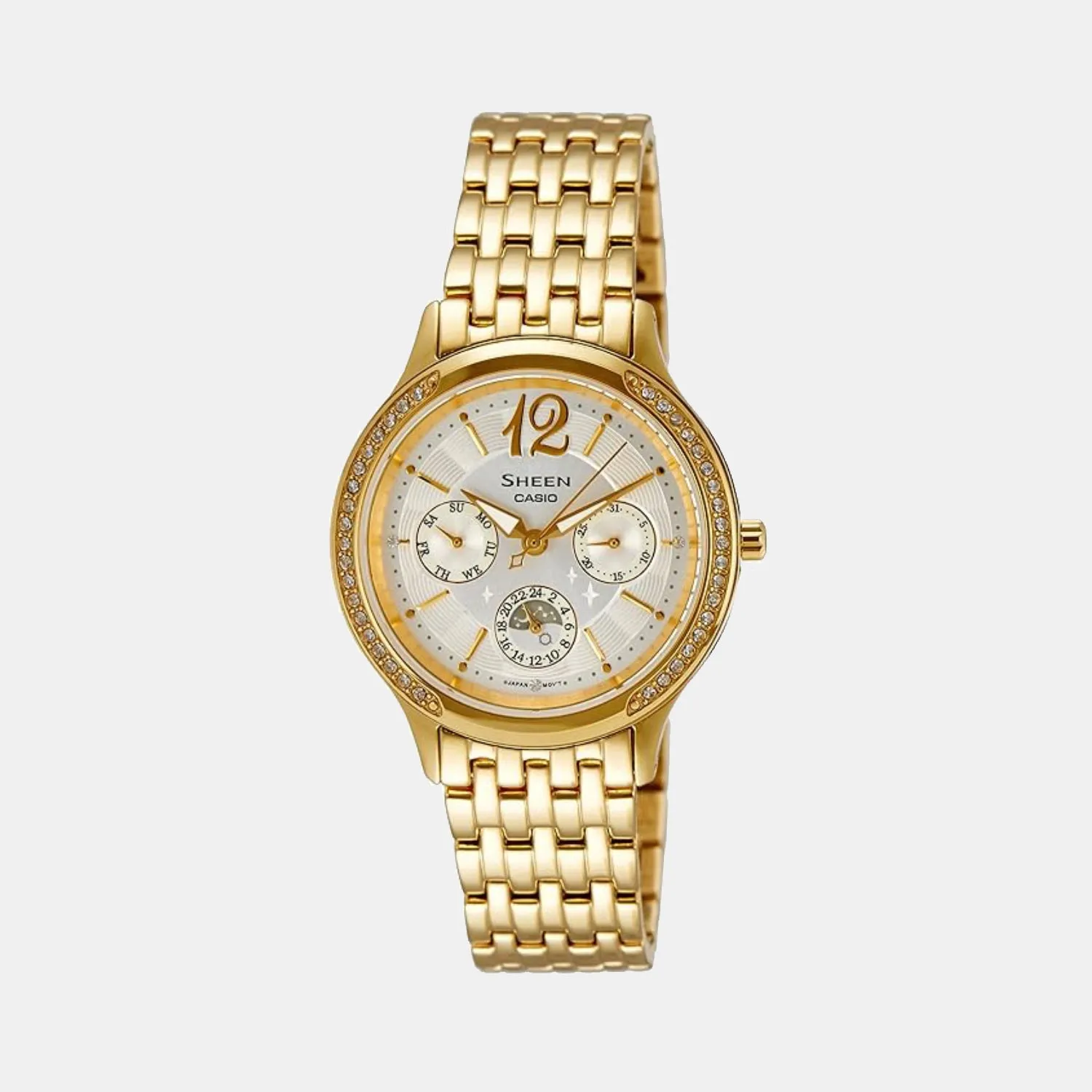 Sheen Women White Dial Multi-Function Stainless Steel Watch SHE-3030GD-7AUDR - SX086-FA