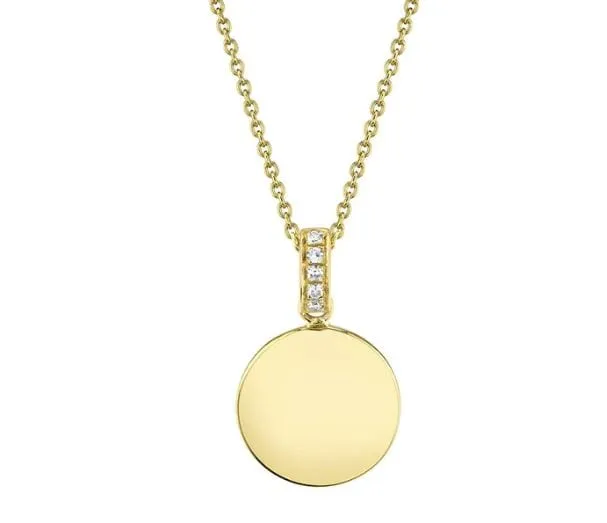 Shy Creation 14K Yellow Gold 0.02ctw Diamond Bail Disc Necklace