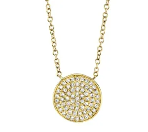 Shy Creation 14K Yellow Gold 0.15ctw Diamond Pave Disc Necklace