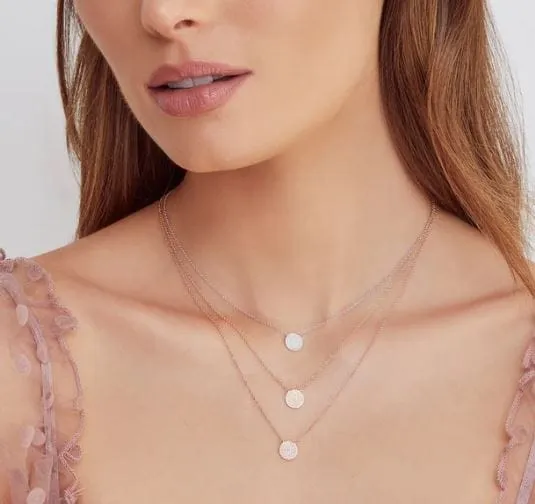 Shy Creation 14K Yellow Gold 0.15ctw Diamond Pave Disc Necklace