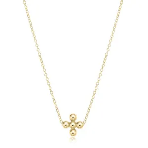 Signature Cross Gold 16" Necklace 3mm Bead
