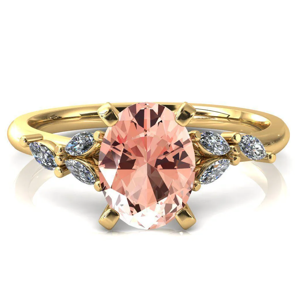 Sigrid Oval Champagne Sapphire 4 Prong Marquise Diamond Side Ring